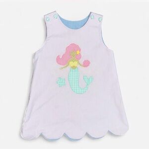 Shrimps & Grits Kids Adorable Mermaid-Themed Kids Dress - Light Purple and Aqua
